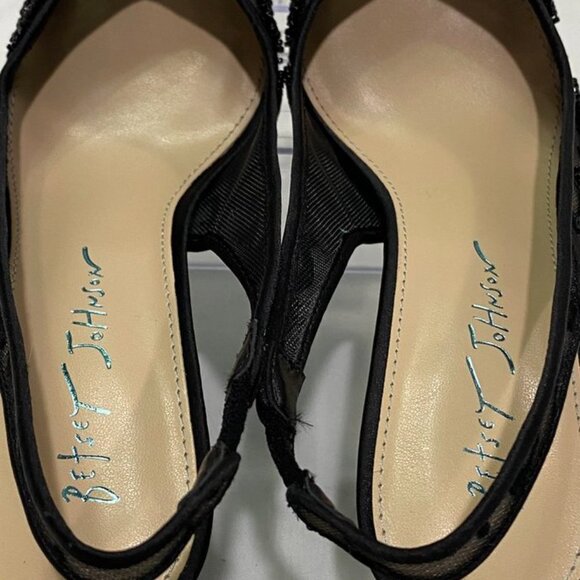 Betsey Johnson SB-Nikki Black Mesh Beaded Slingback Heels Size 6M - Picture 14 of 15